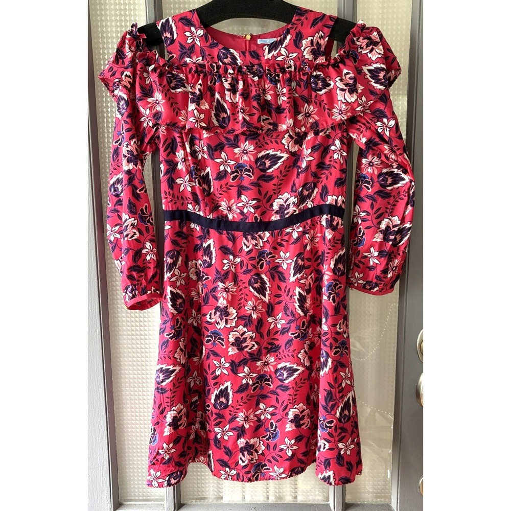 NWT Draper James Francie Floral Dress Raspberry Pink Silk Rayon DR0156 MSRP$265